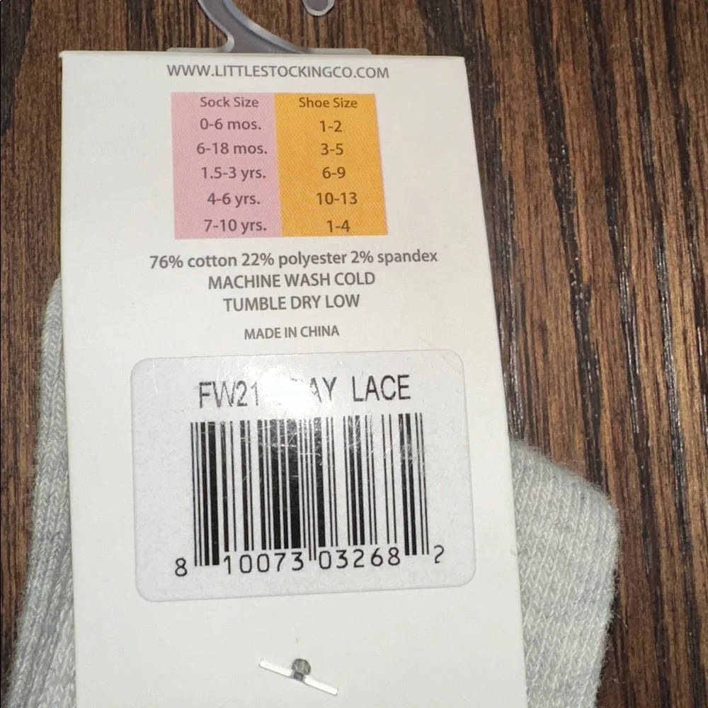 Little Stocking Co. Gray Knee High Socks Lace Trim 6-18 months new with tags